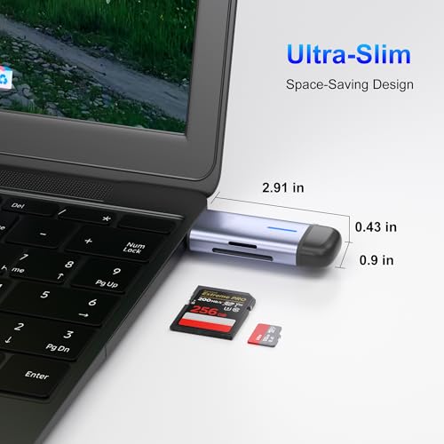 USB 3.0 SD Card Reader, 5Gbps 2-in-1 Type-C & USB-A Dual Slot Memory Card Reader, Simultaneous SD/Micro SD Read & Write, Compatible with iPhone 16/15, MacBook, iPad, Android, PC, Laptop, Camera