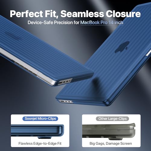 Soonjet TravelArmor for MacBook Pro 14 inch Case M5 M4 M3 M2 M1 2026-2021 | Anti Crack, 360° Protection, Thin & Light, Fingerprint & Scratch Resistant, Protective Hard Shell Cover, Matte Blue Clear - color: Midnight Clear
