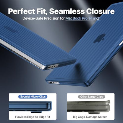Soonjet TravelArmor for MacBook Pro 14 inch Case M5 M4 M3 M2 M1 2026-2021 | Anti Crack, 360° Protection, Thin & Light, Fingerprint & Scratch Resistant, Protective Hard Shell Cover, Matte Blue Clear - color: Midnight Clear