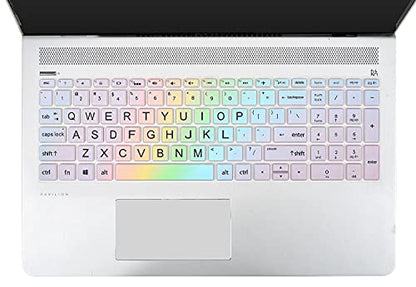 Keyboard Cover Skin Compatible HP Pavilion x360 15.6 15-BR075NR/ HP Pavilion 15.6" 15-BS 15-BW 15-CC 15-CB 15-CD/HP Envy x360 15M-BP 15M-BQ,HP Envy 17M 17-BS Laptop Keyboard Cover(Rainbow 11) - color: CH11
