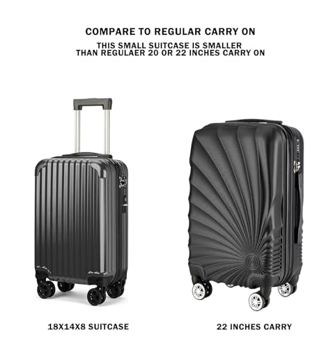 Personal Item Small Suitcase 18x14x8 Inches Hardside Built In TSA Lock & USB Port Lightweight Luggage With Removable Silent Wheels Underseat Carry-On Bag For Spirit and Frontier (Black) - color: Black