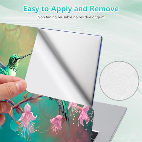 Laptop Skin Sticker Decal 12"-15.6" Universal Laptop/Notebook/Netbook Vinyl - Waterproof Scratch Resistant,Fits HP Dell Lenovo MacBook,2 Free Wrist Pads,Easy Apply & Remove,Green Hummingbird Flower - color: Green Hummingbird Flower
