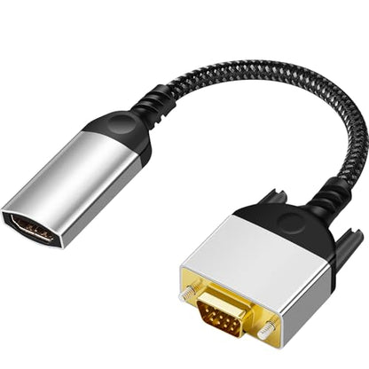 HDMI to VGA Adapter Cable 8 inch Uni-Directional Only,Gold-Plated 1080p@60Hz HDMI Female to VGA Male Braided Cord for PC,Laptop,Monitor,HDTV, Roku, Xbox, PS5 - style: HDMI to VGA Adapter Cable