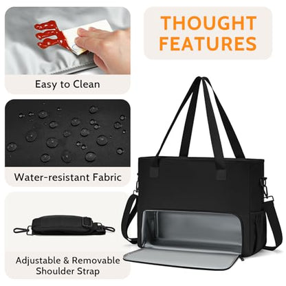 2-in-1 Insulated Lunch & Laptop Tote Bag for Women, Fits 15.6" Laptop, Lightweight Water-Resistant Polyester Work Tote Bag, Commuter Bag for Office, Teacher, Nurse & Travel, Black - color: Jet Black