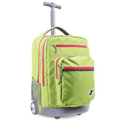 J World Sundance Laptop Rolling Backpack for Girls Boys. Roller Bookbag with Wheels, 20 Inch, Celery - color: Celery