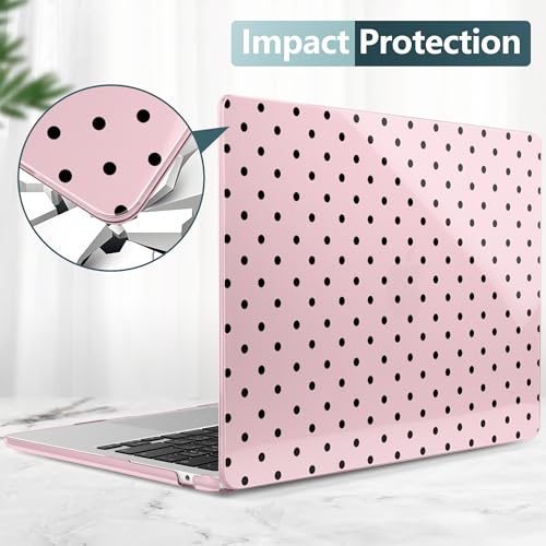 DONGKE for MacBook Air 13 Inch Case M5 2026 M4 2025 M3 M2 2024-2022 A3449 A3240 A3113 A2681, Plastic Hard Shell & Keyboard Cover & Screen Film for MacBook Air 13.6 Inch Case - Black Polka Dots - color: Black Polka Dots