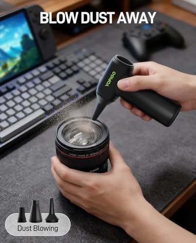 Compressed Air Duster, Clean Kit for Drone, Camera Lens & Computer | 3-Speed 150K RPM Deep Cleaning for PC, Keyboard, and Electronics. Eco-friendly Rechargeable Replaces Canned Air.
