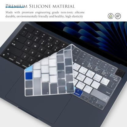 Keyboard Cover Compatible with MacBook Air 13.6 M2 M3 M4 M5 A2681 A3113 A3240 A3449 2022 2023 2024 2025 2026, MacBook Air 13.6" M2 M3 M4 M5 Chip Mac OS X Shortcut Hotkey Keyboard Skin Protector - Blue - size: MacBook Air 13" A2681 (2022+)