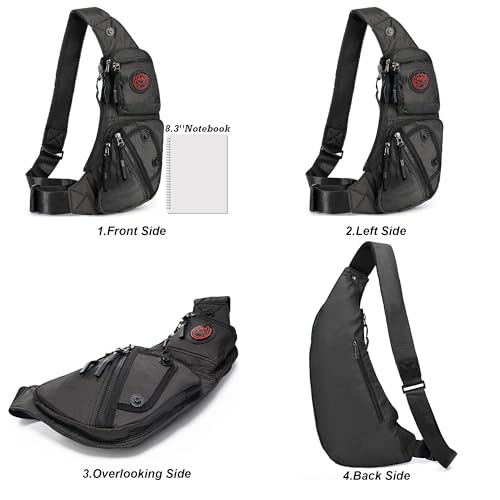 NICGID Sling Bag Chest Shoulder Backpack Crossbody Daypack for Men Women | Travel Outdoor Hiking Concealed Carry Fishing Fanny Tool Small Casual - color: Black-2620n