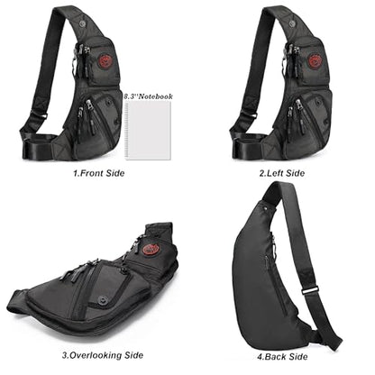NICGID Sling Bag Chest Shoulder Backpack Crossbody Daypack for Men Women | Travel Outdoor Hiking Concealed Carry Fishing Fanny Tool Small Casual - color: Black-2620n