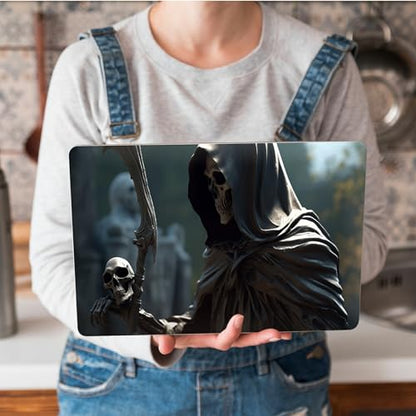 Universal Laptop Skin Sticker with 2 Wrist Pad Skins, Waterproof Scratch Resistant Vinyl Laptop Cover Decal, Cut to Fit for 11–15.6 Inch MacBook HP Dell Lenovo, Grim Reaper Skeleton - color: Grim Reaper Skeleton