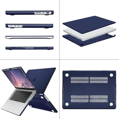 MOSISO Compatible with MacBook Pro 16 inch Case M5 M4 M3 M2 M1 2026-2021 | A3429 A3428 A3403 A3186 A2991 A2780 A2485, Protective Hard Shell Case&Keyboard Cover&Screen Film&Pouch, Navy Blue - color: Navy Blue