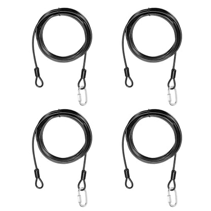 PATIKIL Security Cable Lock (5/32" Dia 9.8ft, Black)(4 Set) Vinyl Coated 304 Stainless Steel Double Loop Flexible Wire Rope Safety Cable with Quick Links Locking Connectors - color: Black, size: 9.8ft x 5/32"
