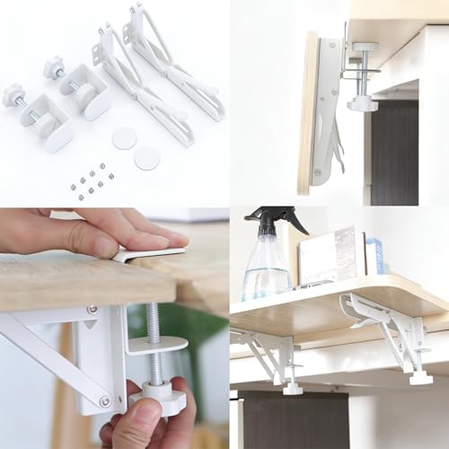 Under Desk Keyboard Tray Support Bracket Adjustable Desktop Extension Board Stand Clamp-on Keyboard Holder Arm Rest Tray Extension Plate Support Rack for Desk, NO Board/Tray, 1 Set (Style01-White) - style: Style01-White