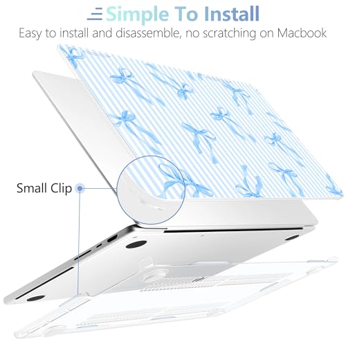 MEEgoodo Case for MacBook Pro 16 inch 2026 2024 2023 2021,Laptop Shell Compatible with M5 M4 M3 M2 M1 Pro/Max Chip,Fit Model A3429/A3428/A3403/A3186/A2991/A2780/A2485,Blue Stripes&Bows - color: Blue Stripes&Bows
