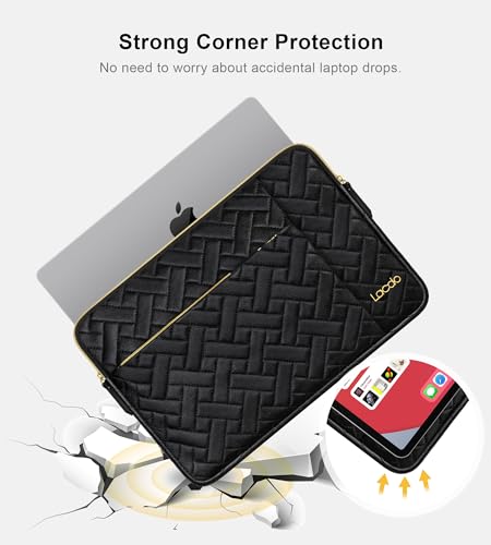 Lacdo Laptop Sleeve Case for 14 inch New MacBook Pro M5 Pro/Max A3426 A3427 (2026), M5/M4/M3/M2/M1 A3434 A3112 A3401 A3185 A2918 A2992 A2779, 13.8 inch Surface Laptop 7th Computer Bag, Elegant Black - color: Elegant Black, size: New MacBook Pro 14 Inch