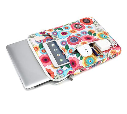 360° Protective Laptop Sleeve Case Bag Cover with Handle For iPad 12.9 inch,MacBook Pro Air 13" and 12.5 inch-13.3 inch Laptop (Flowers) - color: Flowers(3 Pockets), size: 12.5 inch-13.5 inch