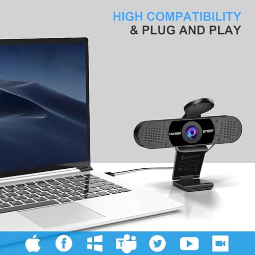 EMEET 1080P Webcam with Microphone, C960 Web Camera, 2 Mics Streaming Webcam, 90°FOV Computer Camera, Plug and Play USB Web Cam for Online Calling/Conferencing, Zoom/Teams/Facetime/YouTube, Laptop/PC - style: Clear 1080P w/ 90° Wide FOV