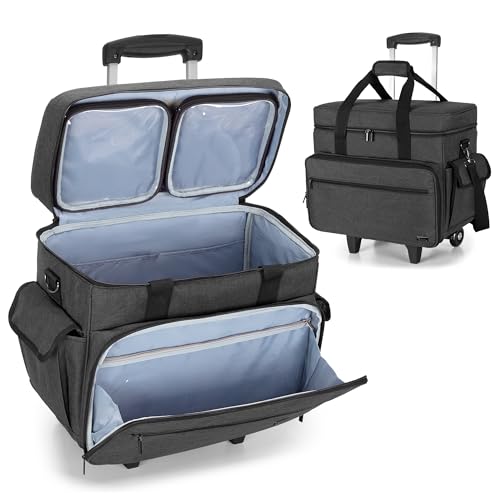 Teamoy Rolling Teacher Bag with 15.6" Laptop Compartment, Black | Teacher Tote Bag with Detachable Wheels, Multi-functional Wheeled Teacher Bag for Teaching, Office
