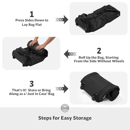 45/80/100L U-Zip Rolling Duffel Bag with Wheels, X-Large Durable Travel Duffle + Toiletry Bag, Lay-Flat Opening, Packable w/Shoulder Straps- Use as Luggage or Backpack, Men/Women (Black) - color: U-Zip Black
