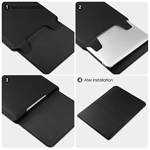 HoYiXi 14 Inch Laptop Sleeve Case Leather Bag with Stand Compatible with Mac Pro 14 2021/ASUS Vivobook 14/HP Pavilion X360/IdeaPad 14/Dell HP ASUS Acer Huawei Matebook 14'' PC, Black - color: Black, size: 13.5-14 in