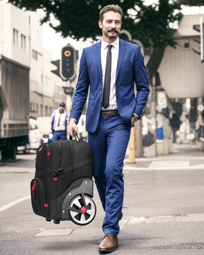 MATEIN Rolling Bag with Wheels, 17 Inch Laptop Roller Backpack for Adults | Extra Large Wheeled Bag with Anti Theft Lock & Sturdy Handle, Water Resistant Carry On Luggage for Teacher Work Travel Men - color: Black