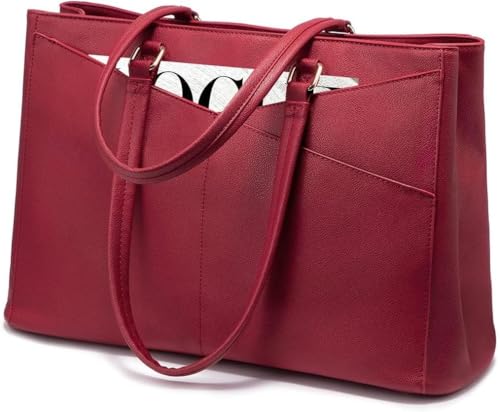 LOVEVOOK Laptop Bag for Women 17.3 Inch Tote Bags Waterproof Leather Briefcase Computer Women Business Office Work Bag,Christmas Red - color: Christmas Red, size: 17.3 inch