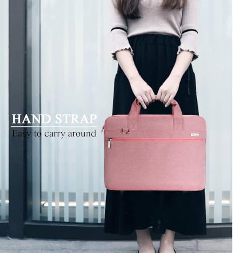 Voova Laptop Bag 13-14 Inch, 360° Protective Laptop Case Sleeve with Shoulder Strap Compatible with Macbook Air 13, MacBook Pro 13/14, Waterproof Computer Bag Slim Briefcase for Men Women, Pink - color: Pink, size: 13-13.5 inch