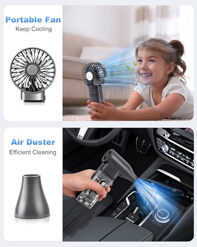Electric Air Duster- 100000RPM Compressed Air Duster with LED Light - 30 Gear Adjustable Cordless Air Duster Rechargeable Air Duster for PC&Keyboard, Outdoors, Car, Home Cleaning