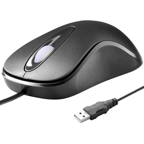 Classic Wired Office Mouse Ergonomic USB Optical 3-Button 1000 DPI Comfortable Durable for Windows Mac Laptop Desktop Black (1) - color: 1