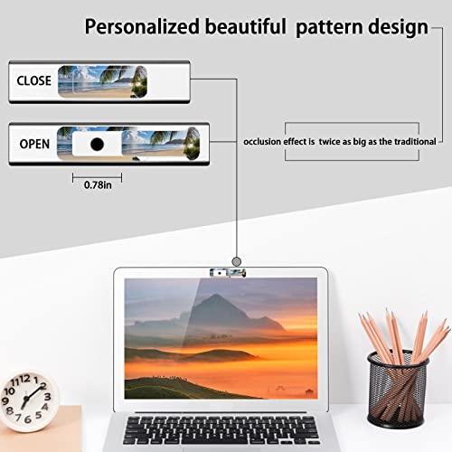 Webcam Cover, 3 Pieces, Laptop Camera Cover, Privacy Shielding Capacity is Twice as Big as The Traditional, Suitable for Computer Mobile Phones, laptops, Tablets and so on (Beach by The sea) - color: Beach by the sea