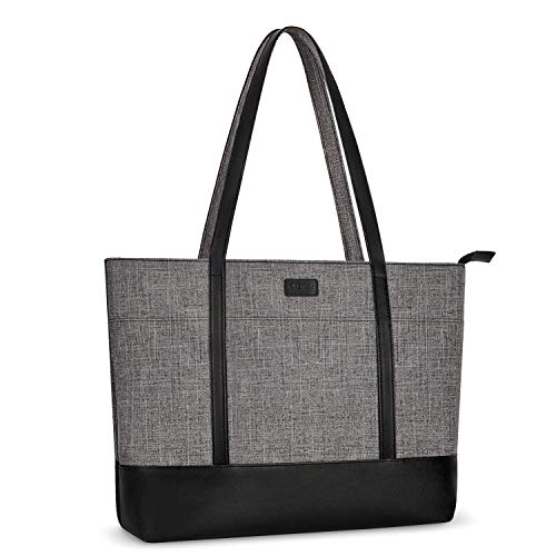 MOSISO Laptop Tote Bag for Women 15-16 inch, Teacher tote bag | PU Leather Lightweight Business Travel School Bag with laptop compartment & Front 3 Pockets - size: 15.6 inch
