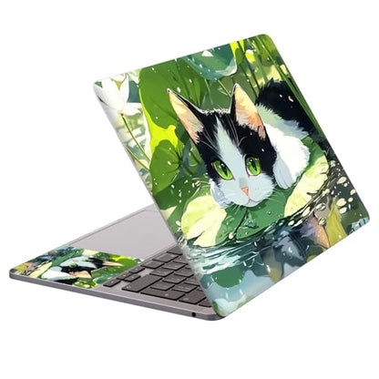 Universal Laptop Protective Skin,Trim-to-Fit Vinyl Sticker for 13–16 Inch Laptop,MacBook,Tablet & Notebook,Scratch-Proof Waterproof Cover,Cat On Lily Pad Pond - color: Cat On Lily Pad Pond