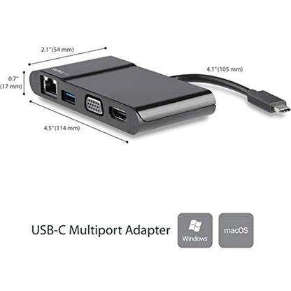 StarTech.com USB-C Multiport Adapter - USB-C Travel Dock with 4K HDMI or 1080p VGA, Gigabit Ethernet, 5Gbps USB-A 3.0 - Discontinued, Limited Stock, & Replaced by DKT31CHVL (DKT30CHV) - style: 1x USB-A 3.0 | HDMI, VGA