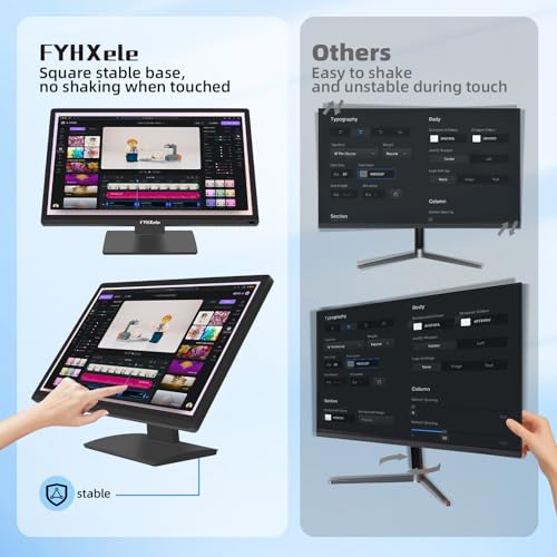 FYHXele 24 Inch Touchscreen Monitor, IPS FHD 1080P Touch PC Display, 100Hz, LED Backlit Multi-Touch Monitor, VESA, HDMI & VGA & USB Computer Touch Screen for Gaming, Business, Warehouse, Bar, Gym - color: Black-24"