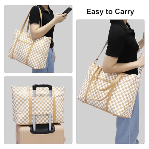 Laptop Tote Bag for Women 17 Inch, Teacher Bag with Compartments Canvas Computer Bag with 15 Pockets Work Tote Bag Travel Business Briefcase Office Handbag Bag with Shoulder Straps - color: A2-brown/Beige Canvas