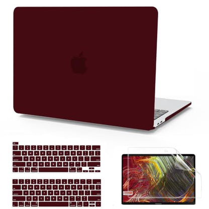 Anban for MacBook Pro 13 inch Case M2/M1 2025 2024 2023 2022-2016, Burgundy | Plastic Laptop Hard Shell Case with Keyboard Cover & Screen Protector, Model A2338 A2251 A2289 A2159 A1989 A1708 A1706 - color: Marsala Red