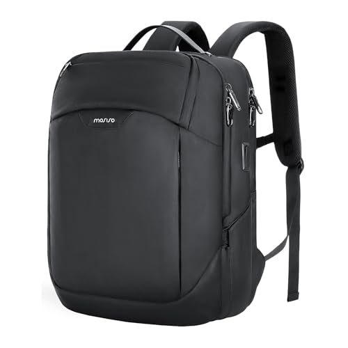 MOSISO 15.6-16 inch Waterproof Laptop Backpack with USB Charging Port & Front Wet & Dry Pocket, Business Commute Backpack, 16 inch Laptop Bag Casual Daypack for College Work Business, Black