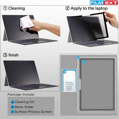 FILMEXT Privacy Screen Protector for Microsoft Surface Laptop 3/4/5th Gen 15 inch Model 1952 1953 1978 1979 1873 1872, Full Removable Surface Laptop Privacy Screen 15" Anti-Spy Anti-Glare Blue Light Filter