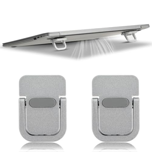 Apausvcm 2Pcs Keyboard Riser, Self-Adhesive Mini Keyboard Stand for Desk Portable Laptop Feet Foldable Keyboards Lift for Most Keyboards (Silver) - color: Silver