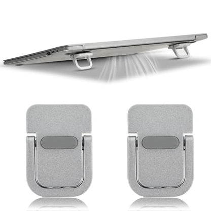 Apausvcm 2Pcs Keyboard Riser, Self-Adhesive Mini Keyboard Stand for Desk Portable Laptop Feet Foldable Keyboards Lift for Most Keyboards (Silver) - color: Silver