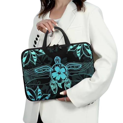 Hibiscus Flower Turtle Print Laptop Sleeve Case with Handle Computer Cover Compatible with 10-17 Inch Tablet for Women Men 360° Protective Carrying Bag Briefcase, 17inch - color: Hibiscus Flower Turtle, size: 17inch