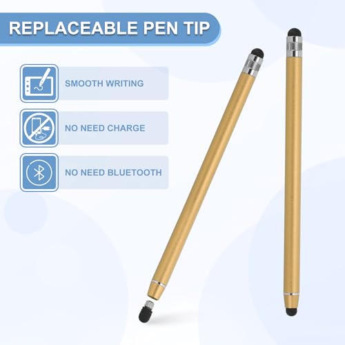 PATIKIL 5 Pcs Stylus Pens for Touch Screens, 2 in 1 High Sensitivity Universal Pen Capacitive Stylus for Phone Tablet Laptop Touch Screen Devices, Gold - color: Gold