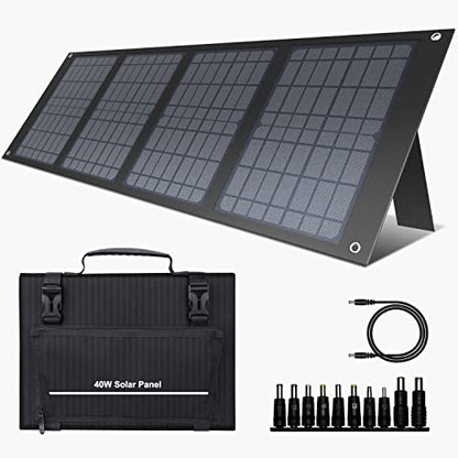Solar Powered Generator 300W Peak/150W Rated, Portable Generator Power Station with Solar Panels 40W Included, 155Wh Solar Power Bank with AC Outlet 110V for Home Use Camping Outdoor Adventure