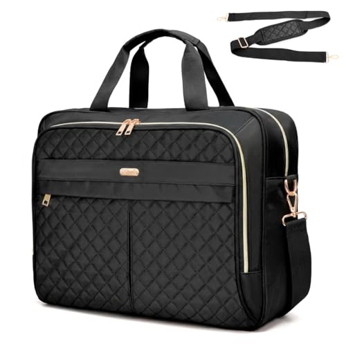 Laptop Bag for Women 17 Inch, Computer Bag, Laptop Messenger Bag, Large Briefcase for Work Office Business Travel - color: Black