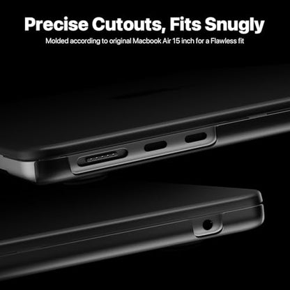 Soonjet for MacBook Air 15 inch Case M5 M4 M3 M2 2026-2023 Laptop Cover | Noble Black Clear, Matte Finish, Protective Hard Shell, Laptop Cover, Ultra Thin & Light, Anti Crack & Fingerprint & Scratch - color: Noble Black Clear