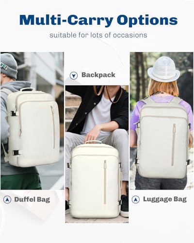 Carry on Backpack 38L Large Travel Backpack for Women Flight Approved Weekender Bag Laptop Backpack Men 15 inches Beige - color: Beige
