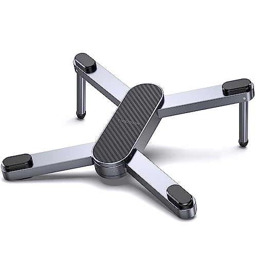 YICOSUN New Concept Laptop Stand - Adjustable Ergonomic Aluminum Riser for MacBook Pro/Air up to 15.6” - Foldable & Portable Computer Stand for Desk, Students, Office, Travel, Gaming - Gray - color: Grey