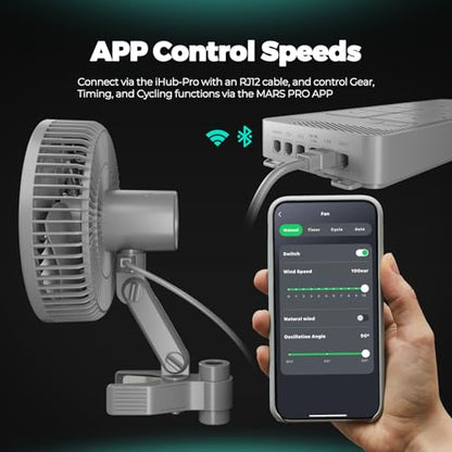MARS HYDRO M6 Grow Tent Fan 6'', 10 Speeds Powerful Oscillating Clip Fan with Low Noise for Hydroponic Plants and Ventilation Circulation with convenient APP/WiFi Control - size: 1PC