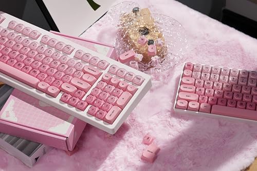 ZORNHER ZH980 Foundation Mechanical Keyboard,95% Pink& White Creamy Keyboard with Number Pad,Cute Jelly MOA Profile Keycaps,Creamy Sounding Linear Switches,Hot-Swappable,RGB Backlit - color: Pink Foundation-White Case, size: Creamy Switch